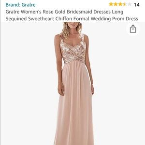 Rose gold bridesmaid dress, size 12 (runs very small), never been worn